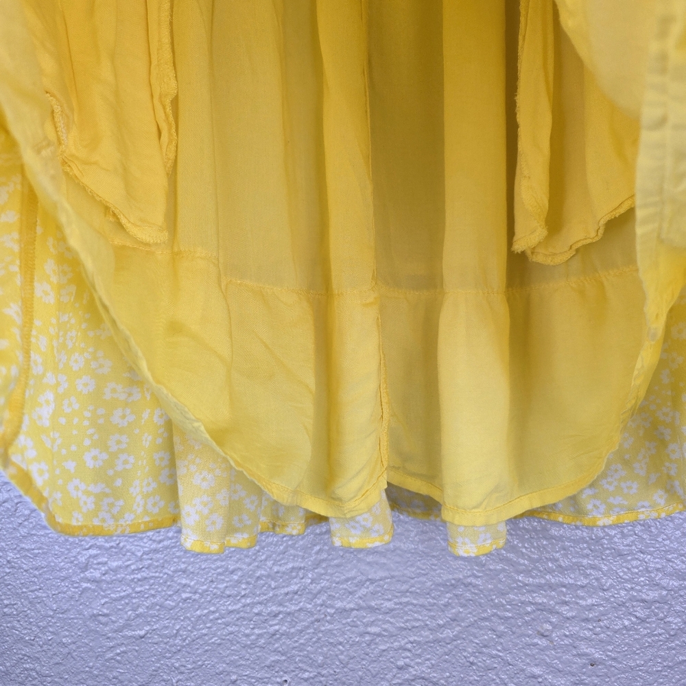 Ambercrombie & Fitch Yellow White Floral Ruffle Mini Skirt Size M - Picture 6 of 13